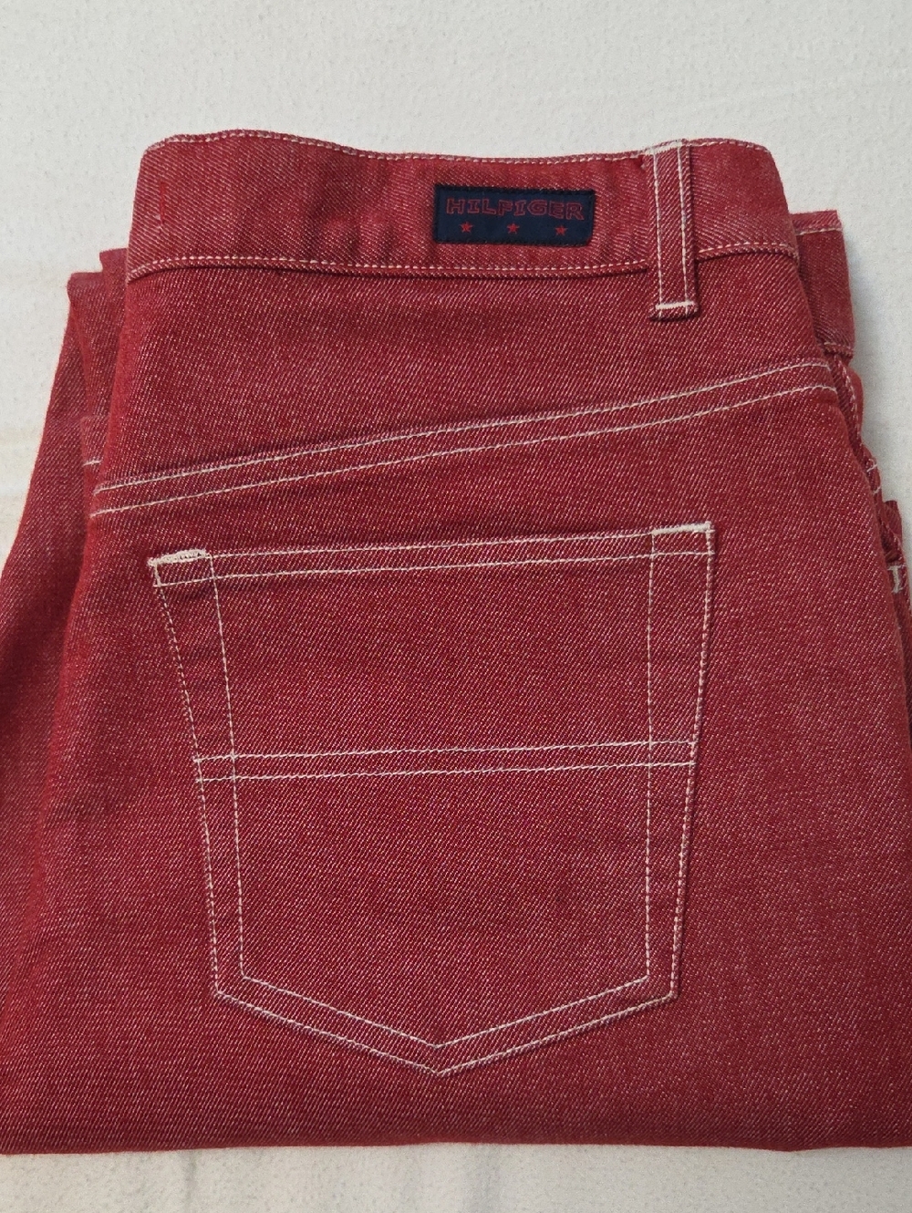 Tommy Hilfiger Red Denim Jeans with Branded Waistband Womens Size 12